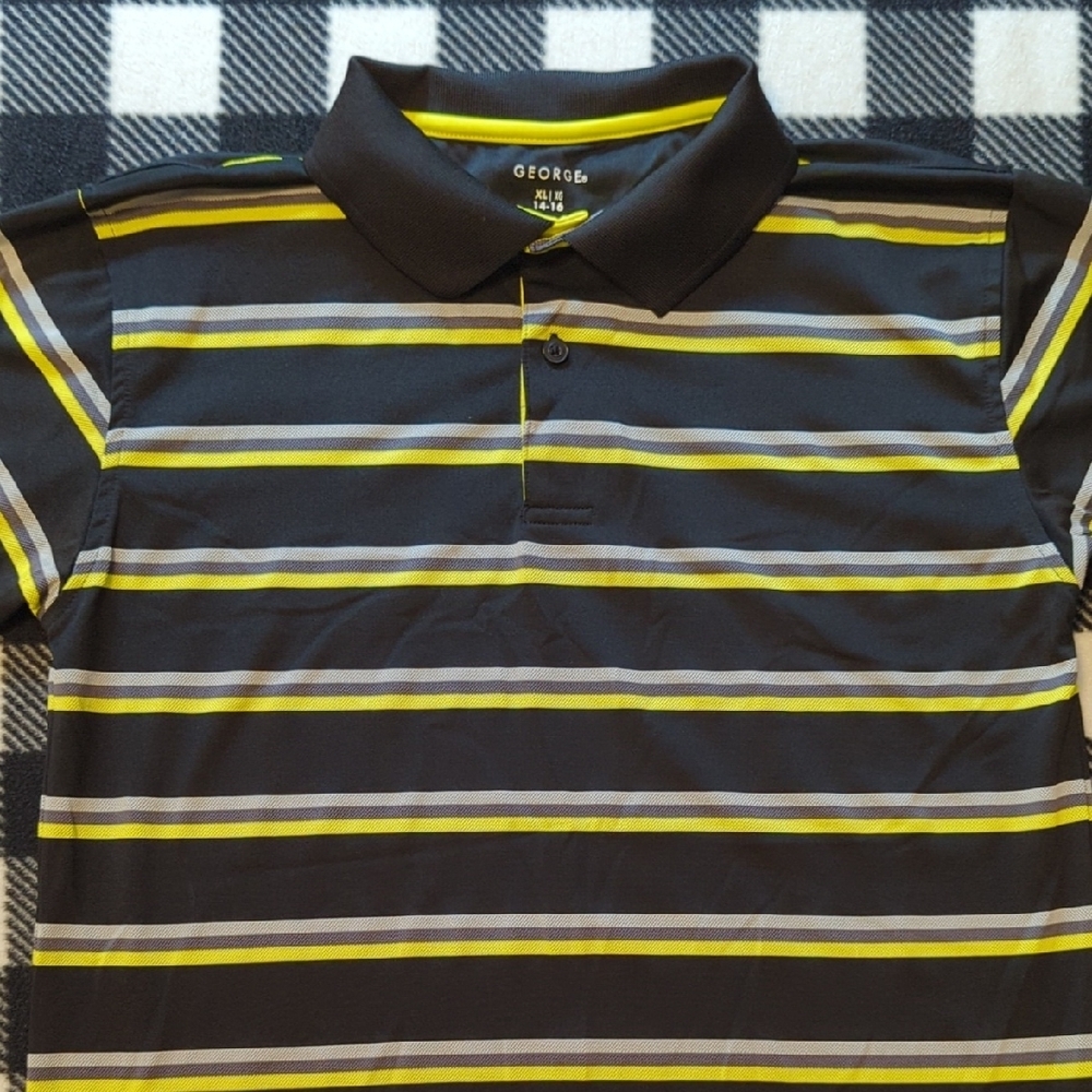 George Black and Yellow Striped Polo Shirt. Like NEW.